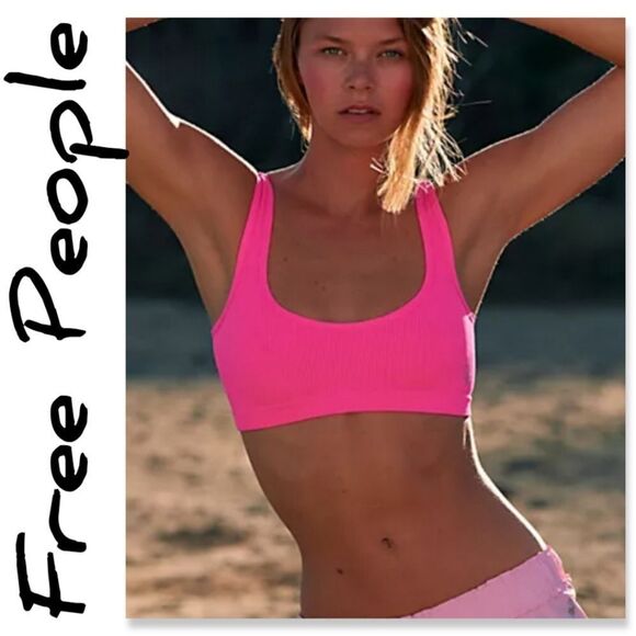 NWOT Free People Happiness Runs Scoop Neck Bra - Picture 1 of 13